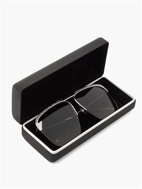 Givenchy Gv 7173/s Crystal & Metal Aviator Sunglasses In Silver